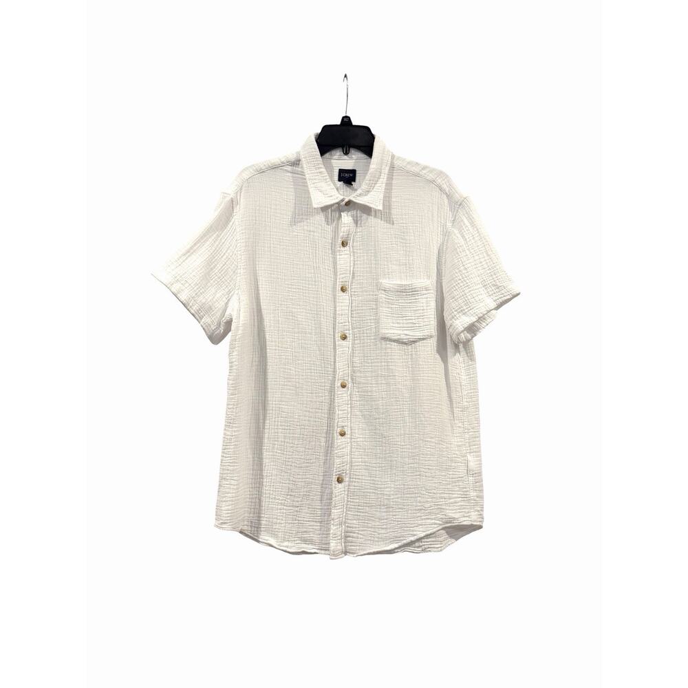 J. Crew Women’s White Gauze Shirt Sleeve Button Down Shirt SZ L